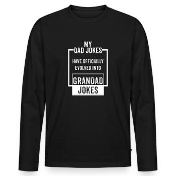 BLAGUES MON PÈRE ONT ÉVOLUÉ DE FAÇON OFFICALLY EN GRAND-PÈRE J - T-shirt manches longues Premium bio Homme - noir - Devant - Nico (187cm)