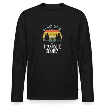 Fränkische Schweiz Wald Wandern Geschenkidee - Männer Premium Bio Langarmshirt - Schwarz - Vorne - Nico (187cm)