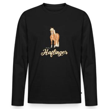 belle Haflinger avec une écriture lumineuse - T-shirt manches longues Premium bio Homme - noir - Devant - Nico (187cm)