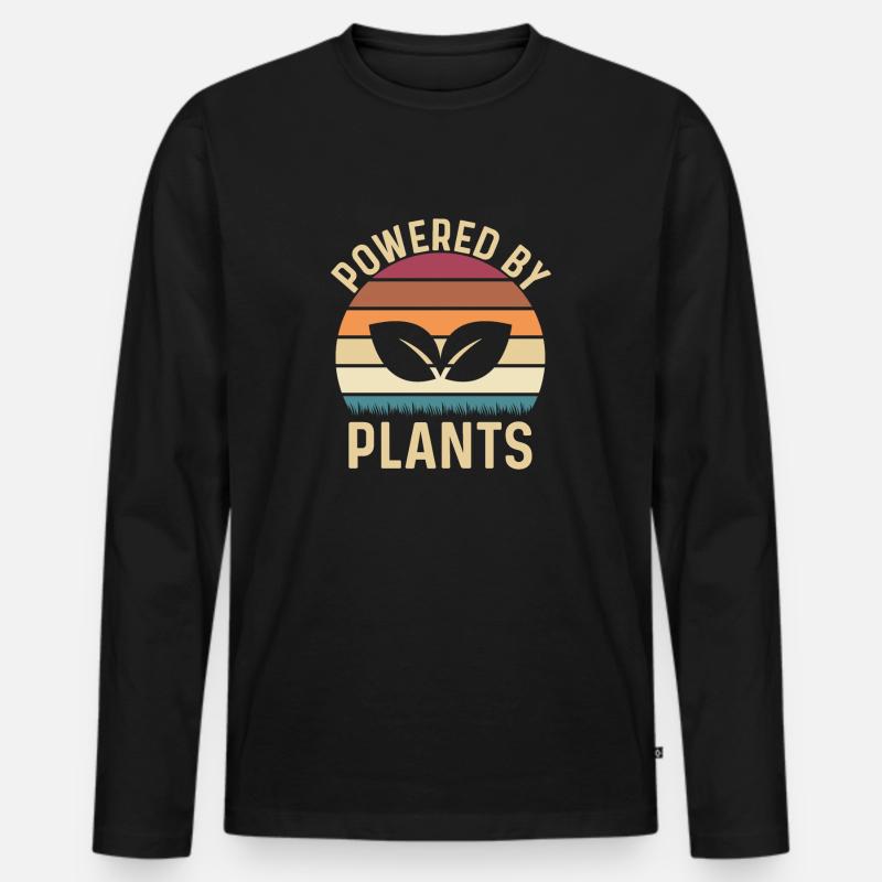 Powered by PLANTS - Männer Premium Bio Langarmshirt - Schwarz