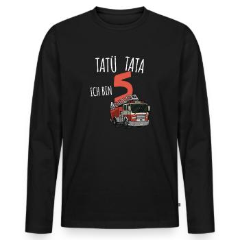 feuerwehr tatü tata ich bin 5. Geburtstag Geschenk - Männer Premium Bio Langarmshirt - Schwarz - Vorne - Nico (187cm)