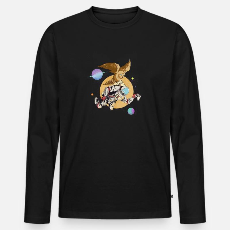 Weltall Kontroller - Männer Premium Bio Langarmshirt - Schwarz