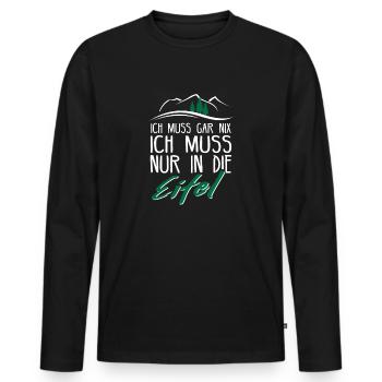 Eifel Mosel Wandern Fluss Winzer Geschenkidee - Männer Premium Bio Langarmshirt - Schwarz - Vorne - Nico (187cm)