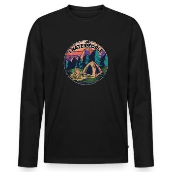 I hate people distressed vintage retro hate haters - Men's Premium Organic Long Sleeve Shirt - black - Front - Nico (187cm)