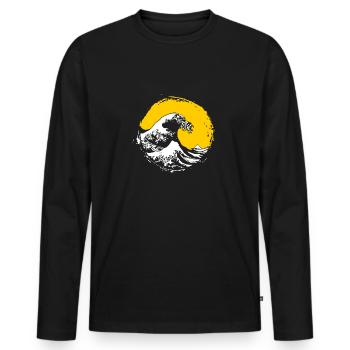 The Great Wave Kanagawa - Japanische Kunst - Männer Premium Bio Langarmshirt - Schwarz - Vorne - Nico (187cm)