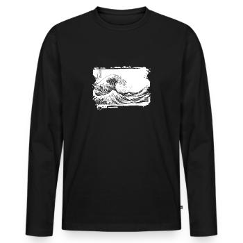 The Great Wave Kanagawa - Japanische Kunst - Männer Premium Bio Langarmshirt - Schwarz - Vorne - Nico (187cm)
