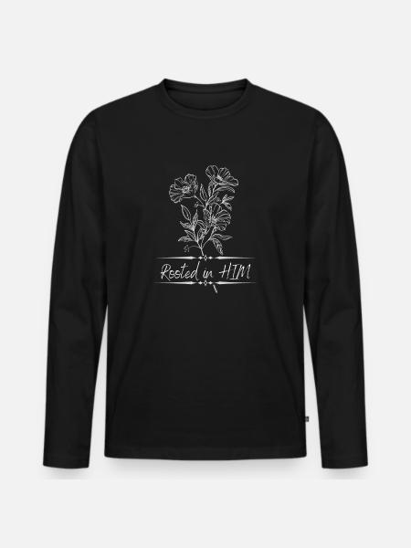 Rooted in HIM White - Men's Premium Organic Long Sleeve Shirt - black