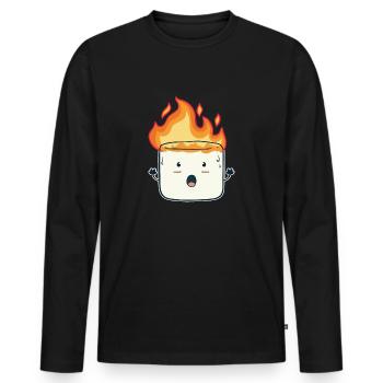 Drôle de cadeau de camping en feu de marshmallow - T-shirt manches longues Premium bio Homme - noir - Devant - Nico (187cm)