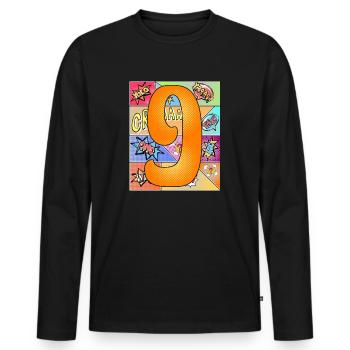 9 Years 9th Birthday 9th Birthday Comic Style - Men's Premium Organic Long Sleeve Shirt - black - Front - Nico (187cm)