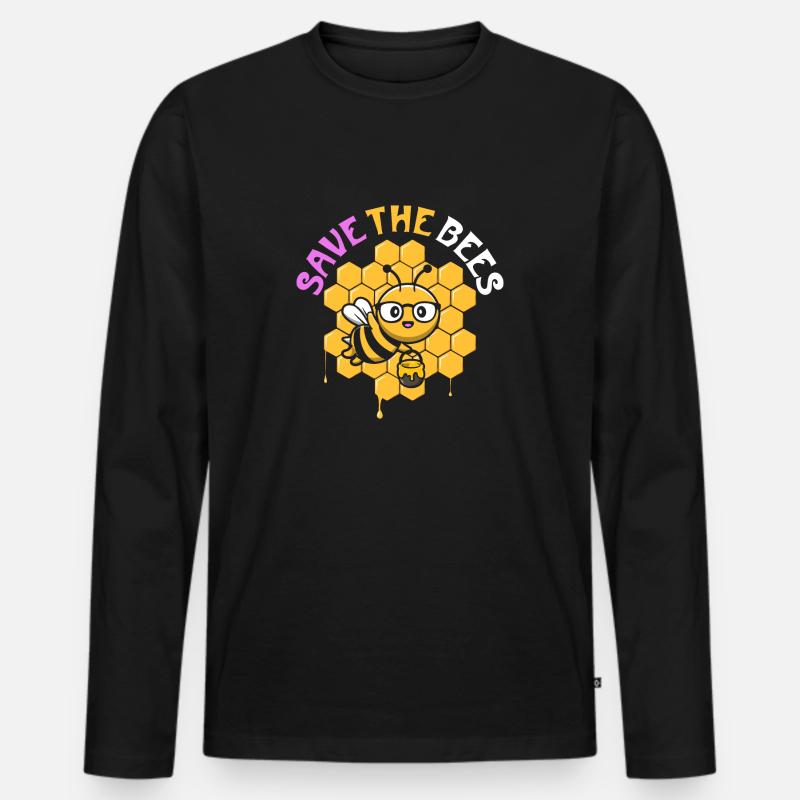 Save The Bees - Männer Premium Bio Langarmshirt - Schwarz