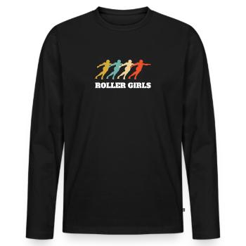 Rétro vintage roller fille tenue costume - T-shirt manches longues Premium bio Homme - noir - Devant - Nico (187cm)