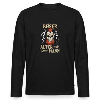 Böser Alter Mann - Totenkopf Alter Weißer Mann - Männer Premium Bio Langarmshirt - Schwarz - Vorne - Nico (187cm)