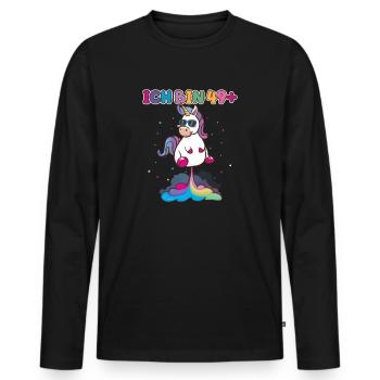 50 Geburtstag Frauen Männer Deko Geschenk Einhorn - Männer Premium Bio Langarmshirt - Schwarz - Vorne - Nico (187cm)