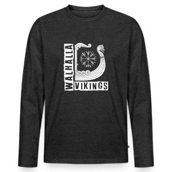 Valhalla Vikings - T-shirt manches longues Premium bio Homme - anthracite chiné - Devant - Nico (187cm)