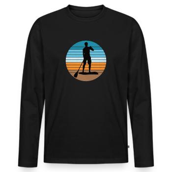 Standup Paddle sportif sur la rivière et la mer - T-shirt manches longues Premium bio Homme - noir - Devant - Nico (187cm)