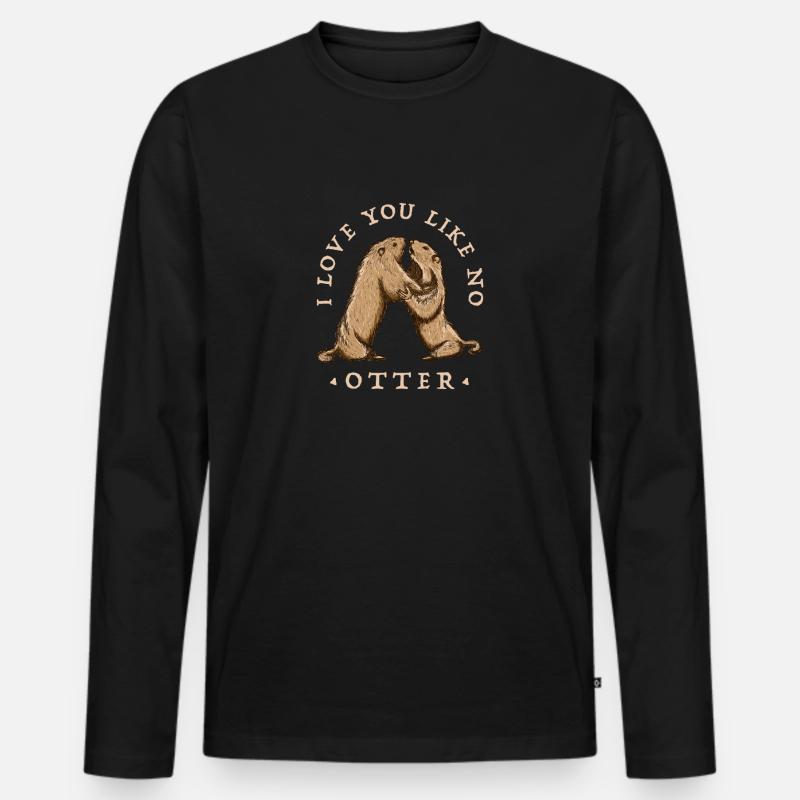 Otter Liebe - Männer Premium Bio Langarmshirt - Schwarz