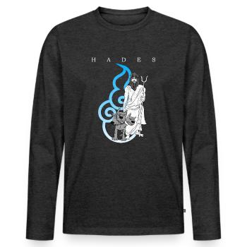hades Citation Best-sellers graphiques - T-shirt manches longues Premium bio Homme - anthracite chiné - Devant - Nico (187cm)
