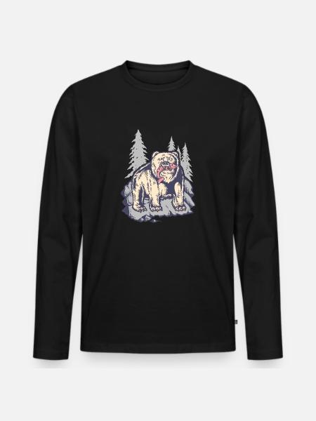 Grizzly Bear Salmon Forest - Men's Premium Organic Long Sleeve Shirt - black