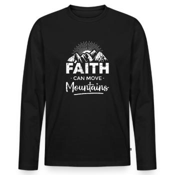 Glaube kann Berge bewegen - Männer Premium Bio Langarmshirt - Schwarz - Vorne - Nico (187cm)