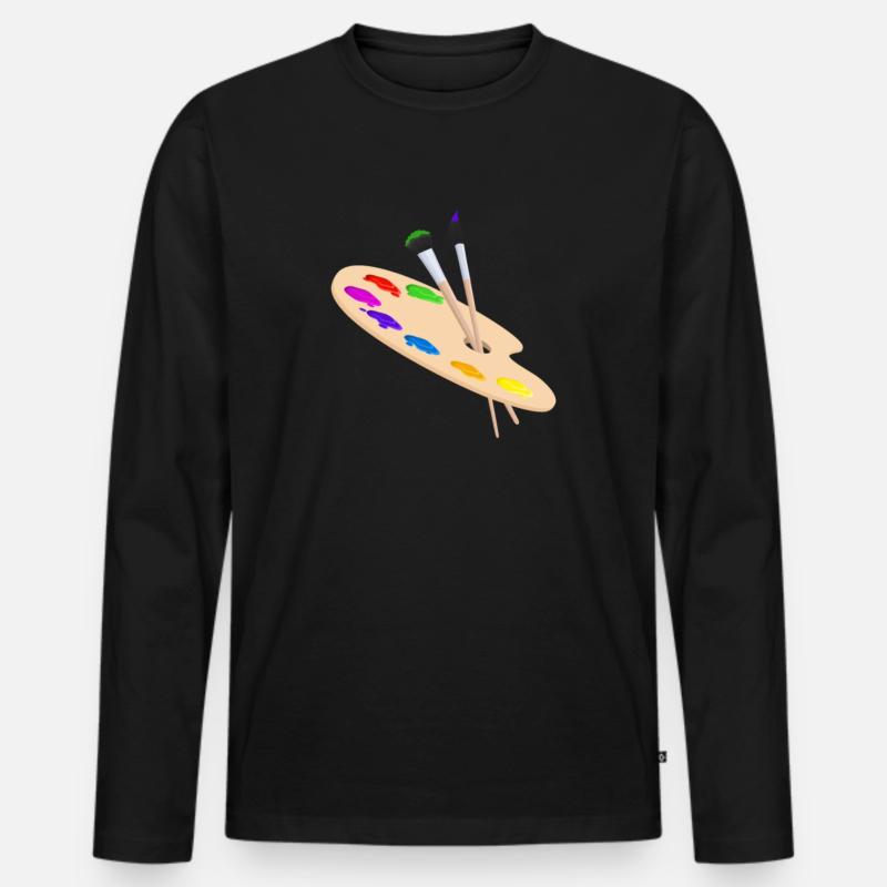 Für Maler - Männer Premium Bio Langarmshirt - Schwarz