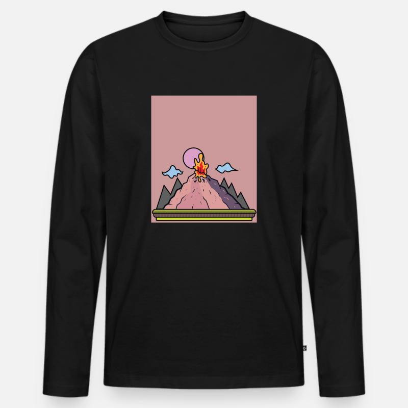 Vulkanausbruch Supervulkan Eruption Lava - Männer Premium Bio Langarmshirt - Schwarz