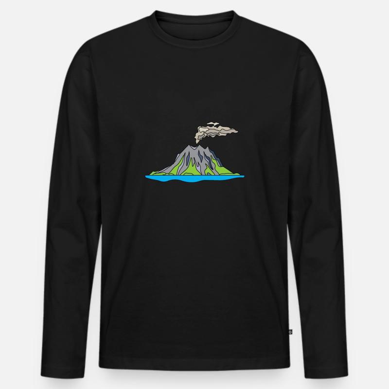 Vulkanausbruch Supervulkan Eruption Lava - Männer Premium Bio Langarmshirt - Schwarz