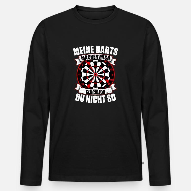 Dart Darts Darten Dartscheibe Vatertag - Männer Premium Bio Langarmshirt - Schwarz