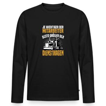 LKW Fernfahrer Fahrer Trucker Spedition Geschenk - Männer Premium Bio Langarmshirt - Schwarz - Vorne - Nico (187cm)