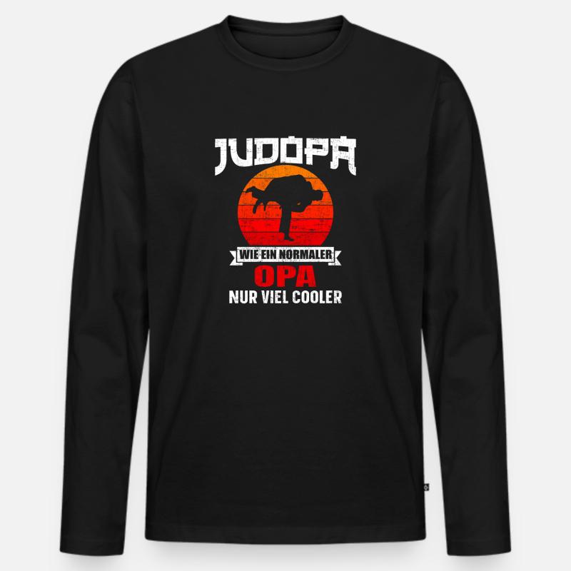 Judo Opa Spruch - Männer Premium Bio Langarmshirt - Schwarz