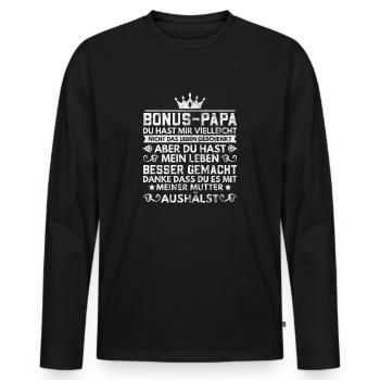 Bonus Papa Bonuspapa Stiefpapa Spruch Geschenk - Männer Premium Bio Langarmshirt - Schwarz - Vorne - Nico (187cm)