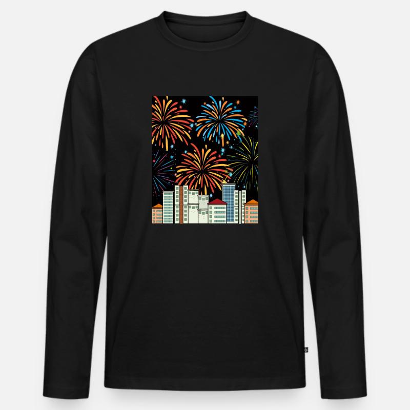Feuerwerk Pyro Silvester Countdown - Männer Premium Bio Langarmshirt - Schwarz