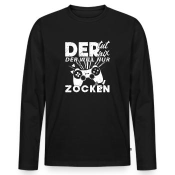 Der tut nix der will nur zocken Gamer Handy PC - Männer Premium Bio Langarmshirt - Schwarz - Vorne - Nico (187cm)
