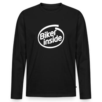 BIKER INSIDE - Men's Premium Organic Long Sleeve Shirt - black - Front - Nico (187cm)