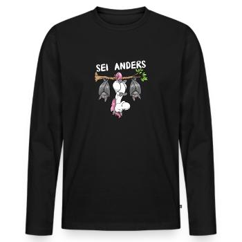 Einhorn Fledermaus Märchen Be Different - Männer Premium Bio Langarmshirt - Schwarz - Vorne - Nico (187cm)