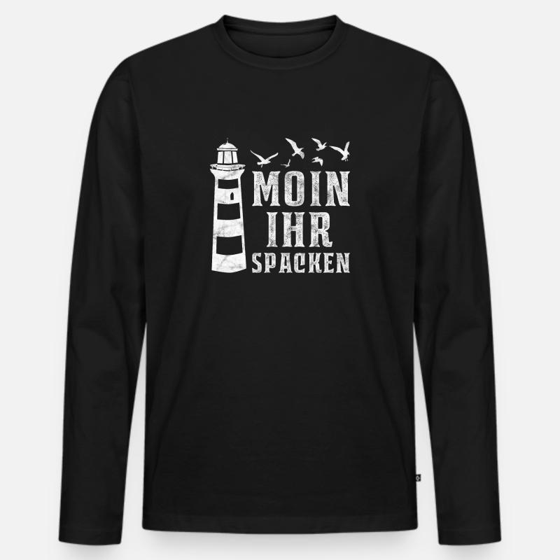 Moin Ihr Spacken - Männer Premium Bio Langarmshirt - Schwarz