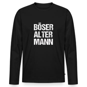 Böser alter Mann, Tshirt, böse, Herren - Männer Premium Bio Langarmshirt - Schwarz - Vorne - Nico (187cm)