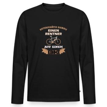 E-bike Tshirt, Geschenk, Fahrrad, Ebike, Akku - Männer Premium Bio Langarmshirt - Schwarz - Vorne - Nico (187cm)