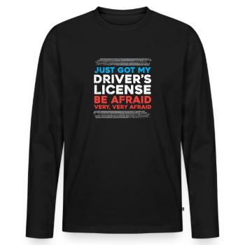 Je viens d’obtenir mon permis de conduire - permis de conduire - - T-shirt manches longues Premium bio Homme - noir - Devant - Nico (187cm)