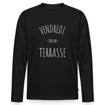 Freitag All On The Terrace Wochenend-Apero Humor - Männer Premium Bio Langarmshirt - Schwarz - Vorne - Nico (187cm)