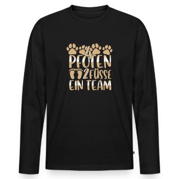 4 Pfoten 2 Füße ein Team - Männer Premium Bio Langarmshirt - Schwarz - Vorne - Nico (187cm)
