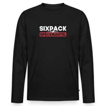 Sixpack im Speckmantel Sportmuffel Sportverweigern - Männer Premium Bio Langarmshirt - Schwarz - Vorne - Nico (187cm)
