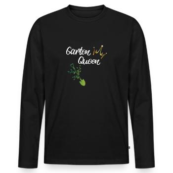 Damen Garten Queen - Männer Premium Bio Langarmshirt - Schwarz - Vorne - Nico (187cm)