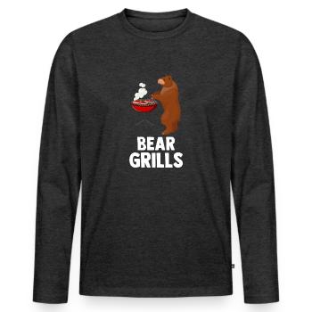 Bear Grills - T-shirt manches longues Premium bio Homme - anthracite chiné - Devant - Nico (187cm)