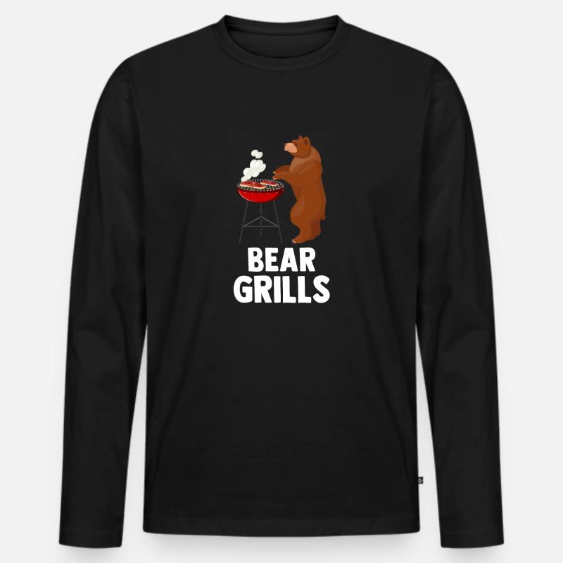 Bear Grills - Männer Premium Bio Langarmshirt - Schwarz