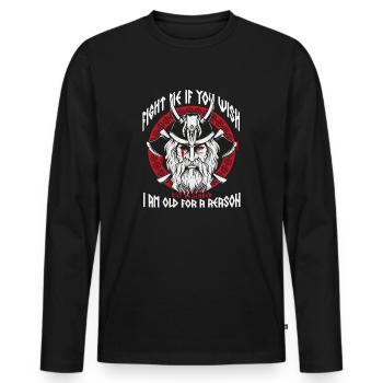 Vikings,Nordique,Valhalla,Norse Mythologie - T-shirt manches longues Premium bio Homme - noir - Devant - Nico (187cm)