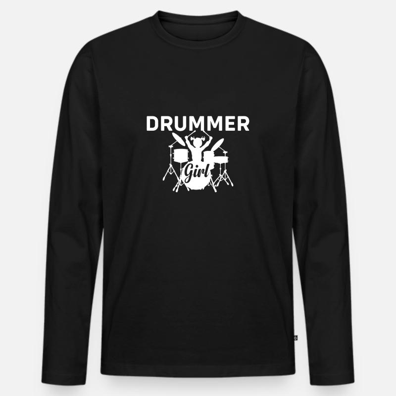 Schlagzeuger Mädchen - Männer Premium Bio Langarmshirt - Schwarz