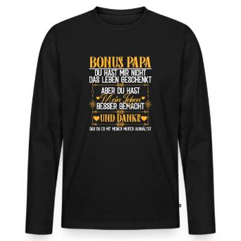 Bonus Papa Bonusvater Stiefvater Familie Geschenk - Männer Premium Bio Langarmshirt - Schwarz - Vorne - Nico (187cm)