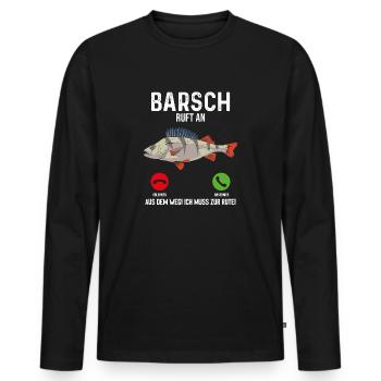 Barsch Angeln - Männer Premium Bio Langarmshirt - Schwarz - Vorne - Nico (187cm)