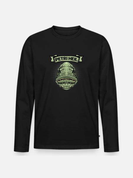 Angeln - Männer Premium Bio Langarmshirt - Schwarz