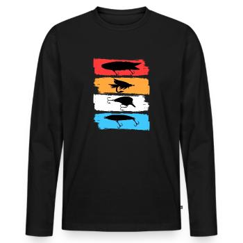 Angler Köder Retro - Männer Premium Bio Langarmshirt - Schwarz - Vorne - Nico (187cm)